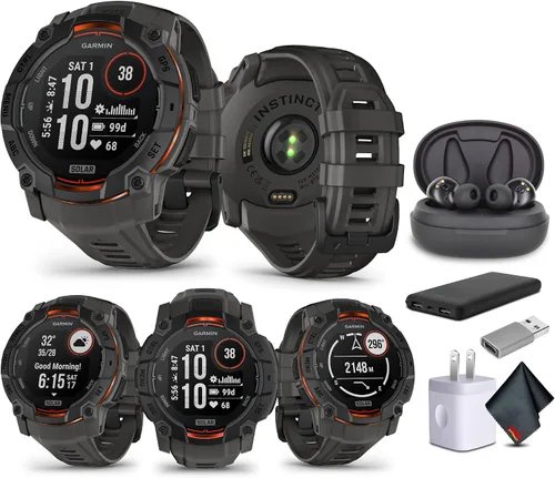 Vista 11 de Garmin Instinct 3 45mm, pantalla con carga solar, reloj inteligente GPS resistente para exteriores, bisel reforzado con metal, linterna incorporada
