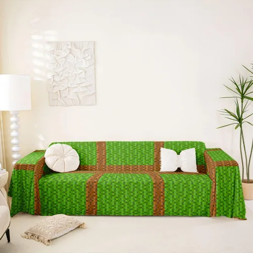 Vista 11 de Erosebridal Army Green Pixel Plaid Couch Cover Miners Games Checkered Sofa Cover Abstract Camo Grids Couch Protector Gaming Geometric Sofa Slipcover