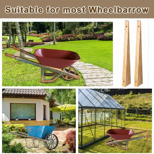 Vista 4 de Kigley 4 piezas de cuñas de madera para carretilla para remolque, vagón, hogar, jardín, patio, garaje