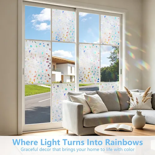 Vista 11 de LEMON CLOUD Película decorativa para ventana, película de privacidad para vidrieras, esmerilado estático para puerta de vidrio y hogar, diseño