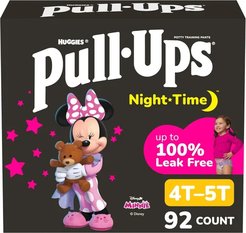 Pull-Ups Pantalones de entrenamiento nocturno para niñas, talla 4T-5T, ropa interior de entrenamiento nocturno (38-50 libras), 92 unidades