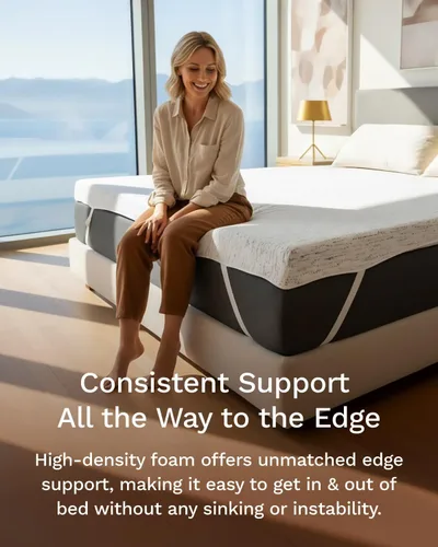Vista 5 de ViscoSoft Cubrecolchón de espuma viscoelástica de 5,1 cm, seleccionado con alta densidad y ventilación, para cama individual - Funda de rayón