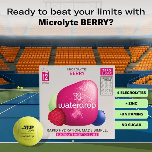 Vista 2 de Waterdrop - Cubitos de hidratación de microlitos, sabor a bayas, mezcla de bebidas electrolíticas con zinc, magnesio, potasio, calcio y 9 vitaminas