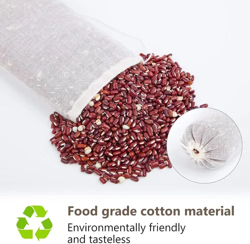 Vista 4 de 50 bolsas de muselina de algodón de 3.94 x 3.15 pulgadas, bolsas ecológicas con cordón para bolsitas reutilizables, manualidades, tés, especias