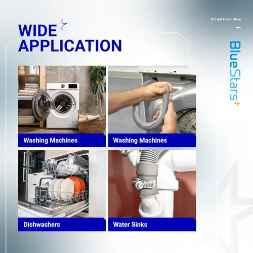Vista 6 de BlueStars Manguera universal de drenaje para lavavajillas y lavadora de 10 pies - Kit de extensión corrugada flexible con 1 adaptador de extensión