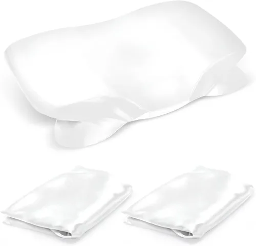 Vista 8 de Paquete de 2 fundas de almohada de satén para almohada cervical Zelimun de contorno, funda de almohada suave con cremallera (negro)