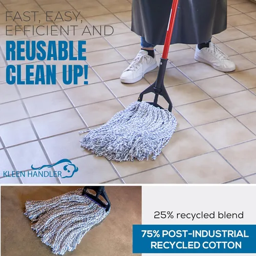 Vista 6 de KLEEN HANDLER Trapeador con acabado de extremo cortado, diadema universal de 1.25 pulgadas, trapeador de acabado de máxima absorción, paquete de 1