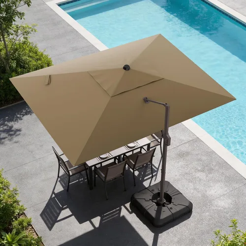 Vista 33 de Sombrilla voladiza para patio, 9 x 12 pies, sombrilla giratoria Beige