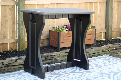 Vista 2 de Doble barra gris profundo superior y base negra, ideal para patio, bañera de hidromasaje, patio trasero, diseño duradero resistente a la intemperie