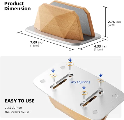 Vista 7 de AFOOYO Soporte vertical para laptop, soporte ajustable de madera para laptop, base de escritorio compatible con todos los MacBook, Surface