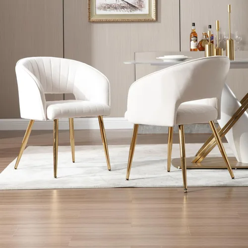 Vista 102 de ABET Silla de escritorio con ruedas, silla de terciopelo para oficina en casa, sillón giratorio con base dorada, sillas decorativas modernas