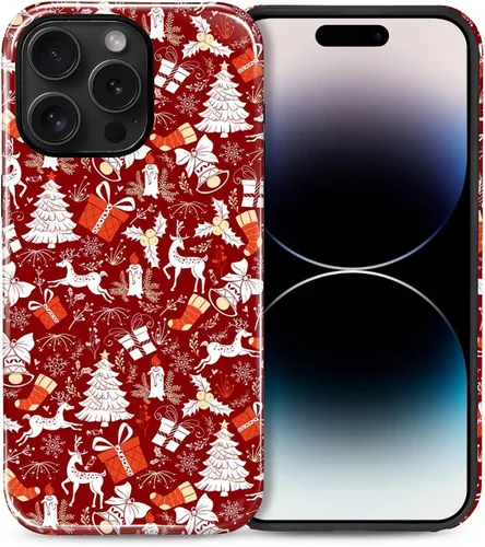 Vista 84 de Funda para iPhone 13 iPhone 14, a prueba de golpes, funda protectora híbrida de 2 capas, doble protección contra caídas, antiarañazos, diseño Rojo