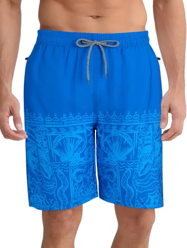 Vista 17 de APTRO Traje de baño para hombre, traje de baño de secado rápido de 9 pulgadas, trajes de baño de playa grandes y altos Bandera K38 rojo
