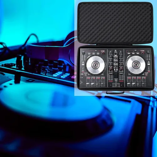 Vista 7 de Zyyini Funda para controlador de DJ, carcasa rígida de EVA a prueba de arañazos con acolchado de espuma absorbente de impactos y forro brillante
