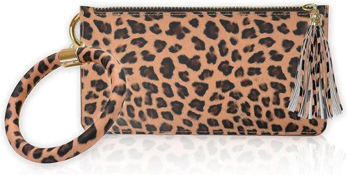 Vista 5 de Llavero-brazalete, brazalete de cuero con borla para mujer, Leopard 2