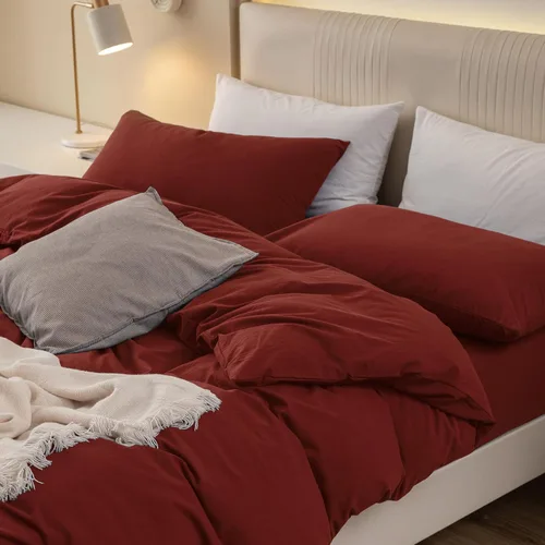 Vista 32 de JIYUAN - Juego de 3 piezas de 1 funda de edredón de algodón 100% lavado de 90x90 pulgadas (relleno no incluido) y 2 fundas de almohada, cómodo