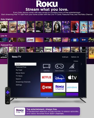 Vista 3 de JVC Televisor inteligente Roku LED HD de 32 pulgadas de 720p con aplicación de control de voz, Airplay, transmisión de pantalla y más de 300 canales