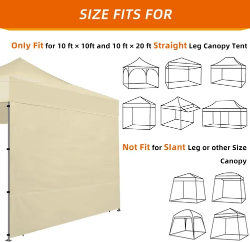Vista 6 de Joramoy Pared lateral instantánea de 10 x 10 pies para tienda de campaña desplegable, pared solar impermeable para toldo de pierna recta