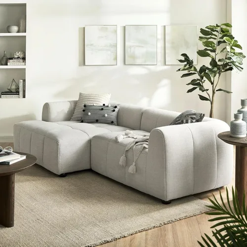 Modway Liana Sofá modular orientado hacia la izquierda con chaise in Linen – Moderno sofá modular – Sofá modular moderno – Tumbona tapizada de tela