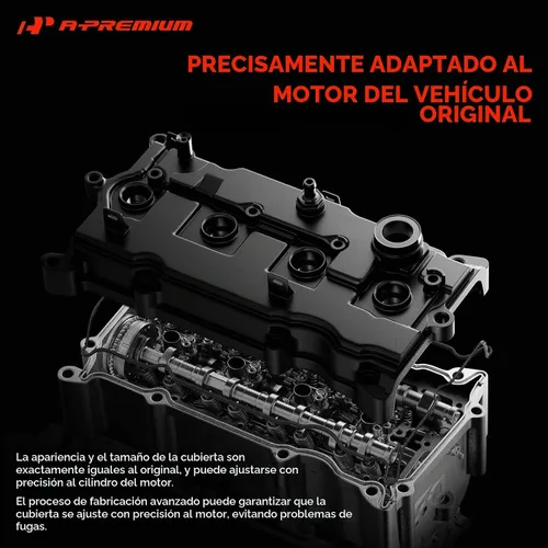 Vista 4 de A-Premium Par [2] Cubiertas de válvulas del motor izquierda derecha con junta y pernos y tapa de llenado de aceite compatible con 2005-2019 Nissan
