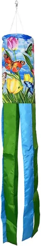 Vista 14 de Briarwood Lane Mariposas y pensamientos Spring Windsock Mason Tarros 40" L