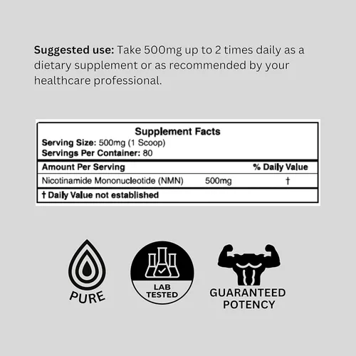 Vista 6 de Probase Nutrition Longevity Pure NMN Powder 40 Grams - Ultra-Pure, Fully Stabilized, Pharmaceutical Grade NMN to Boost NAD+, Nicotinamide