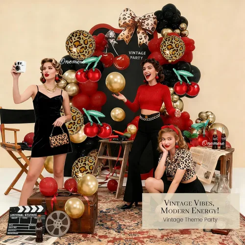 Vista 11 de Kit de arco de globos con estampado de guepardo, 185 globos metálicos rojos, negros y dorados, con globos de guepardo de aluminio para decoraciones