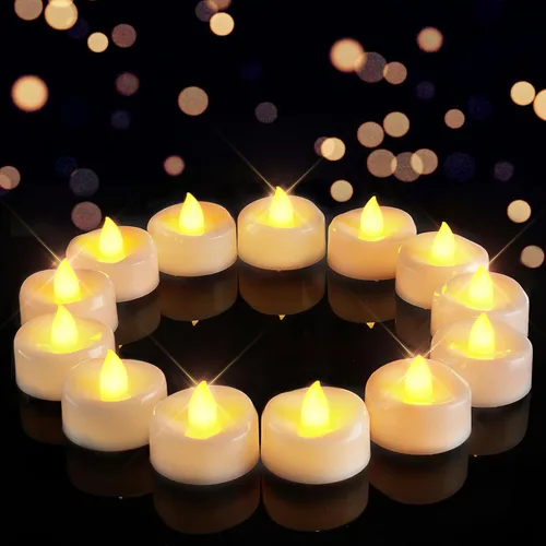 Vista 25 de Merrynights - Velas sin llama, paquete de 12 velas de té con cambio de color operadas con batería, velas sin llama de larga duración de más de 200