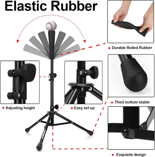 Vista 3 de 7'X7' Baseball Softball Practice Net,Pitching Net,Batting Net,with Baseball Tee,Bonus Strike Zone and Bow Frame,for Hitting,Pitching, Catching