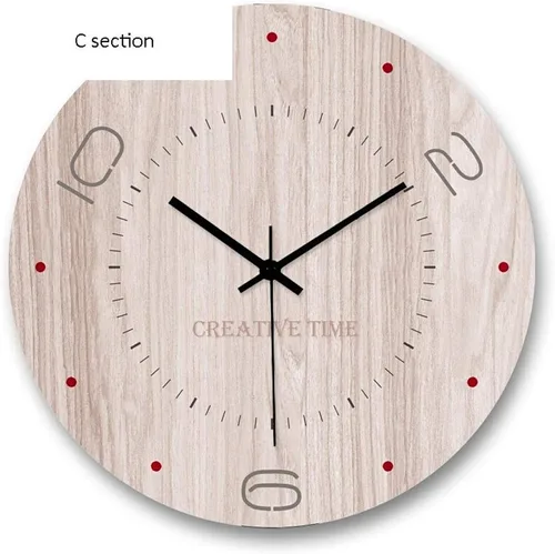 Wall Clock Living Room Wooden Wall Clock Home Mute Quartz Clock Round Wall Clock Bedroom Office Wood 1214 Inch Wall Decor(B Section 12 inches)