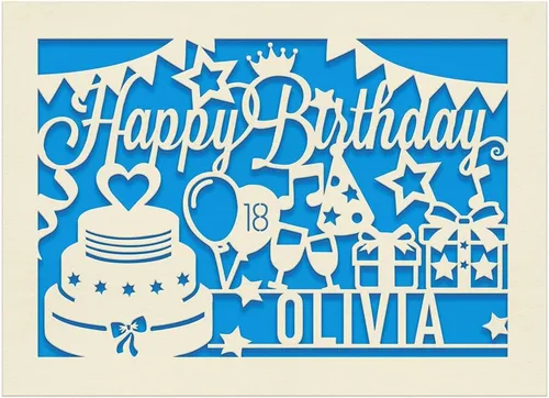Tarjeta de Cumpleaños Personalizada de Papel Cortado con Láser Tarjetas de Felicitación Regalo Personalizado de Cumpleaños | Tarjeta Terminada a