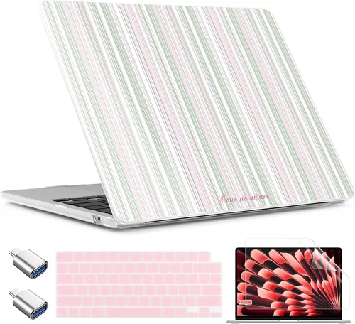 Vista 23 de TWOLSKOO Funda para MacBook Air M4 de 13.6 pulgadas versión 2025-2022 M4 A3240 M3 A3113 M2 A2681, carcasa rígida de plástico, protector de pantalla