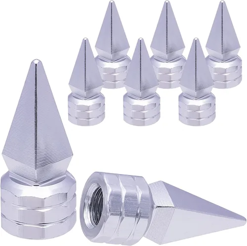 Vista 11 de 4 piezas de tapas de vástago de válvula de neumático de automóvil, tapas de válvula de aire de neumático a prueba de fugas de aleación de aluminio