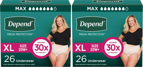 Vista 21 de Depend Fresh Protection - Pañales para adultos, ropa interior para incontinencia y fugas de vejiga posparto para mujer, desechables, máximo