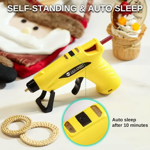 Vista 3 de SainSmart Mini pistola de pegamento caliente inalámbrica con diseño antigoteo y 20 barras de pegamento para decoraciones navideñas, bricolaje