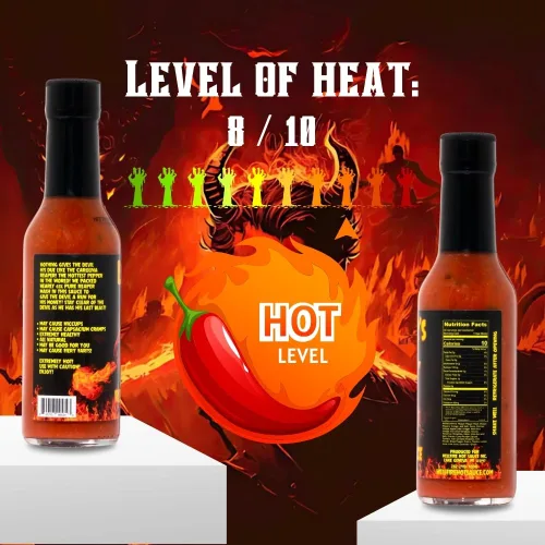 Vista 3 de Hellfire Lucifer's Last Blast A Wicked Carolina Reaper - Salsa gourmet, galardonada salsa, contiene 65% de puré de pimienta pura Carolina Reaper