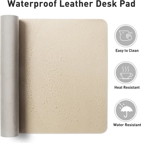 Vista 6 de Aothia - Protector de escritorio de cuero sintético impermeable y antideslizante para laptop, escritura y mouse, para oficina y hogar, 23.6 x 13.7