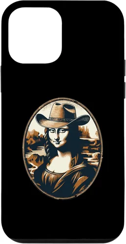 Vista 12 de Funda divertida para iPhone 15 Mona Lisa Cowgirl - Sombrero de vaquero Mona Lisa