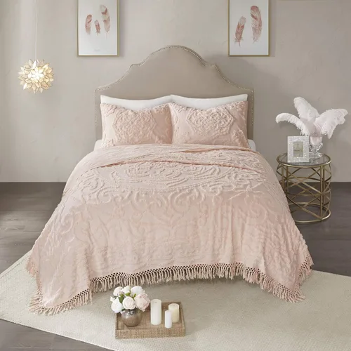 Madison Park colección Shabby Chic - Juego de cama para todas las estaciones con fundas a juego Colcha de rubor Laetitia