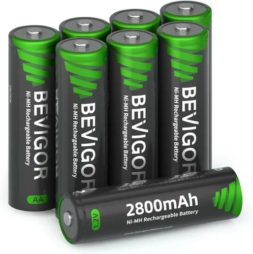 Vista 9 de BEVIGOR Rechargeable AA Batteries with Charger, 2800mAh 4-Pack NiMH Double A Batteries with Smart 4 Bay USB Fast Charging Battery Charger for Ni-MH