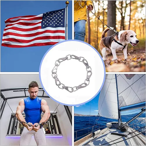 Vista 7 de Gancho giratorio de acero inoxidable, paquete de 4 (3.5 pulgadas), clips de buceo resistentes, clips de asta de bandera, ganchos de resorte