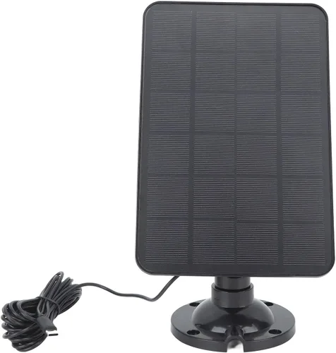 Vista 2 de Panel solar, alta temperatura10W 5V Tipo C Interfaz Solar Panel Cargador Negro para cámara de vigilancia