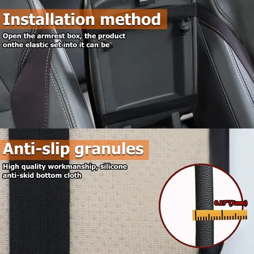 Vista 4 de Moly Magnolia Cojín Acolchado para Consola Central de Automóvil, Cubierta Protectora Universal de Cuero Impermeable para Caja de Asiento