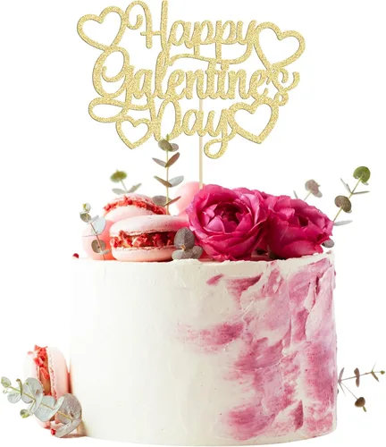 Vista 20 de 24 piezas de decoración de cupcakes con purpurina dorada para el día de San Valentín, temática de San Valentín, fiesta de cumpleaños, suministros