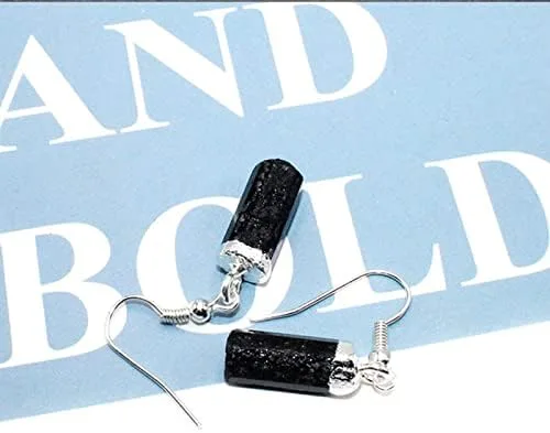 Vista 4 de Pendientes de gota curativos de cristal de turmalina negra irregular