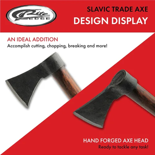 Vista 4 de SZCO Supplies - Hacha forjada a mano estilo vikingo de 16 pulgadas, hoja de acero al carbono con mango de madera, hacha de comercio eslava medieval