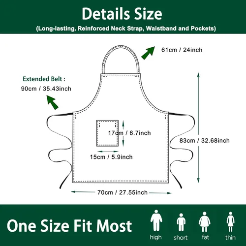 Vista 2 de 5 Pack Black White Apron, Chef Servers Waitress Aprons with Pockets for Men Women, Professional Work Apron