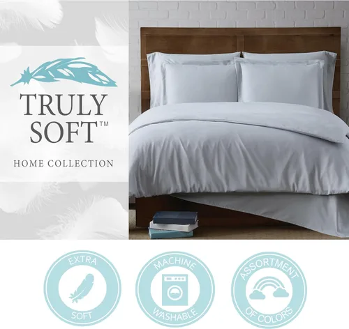 Vista 10 de Truly Soft Everyday Juego de funda de edredón y fundas de almohada, color burdeos, matrimonial/queen