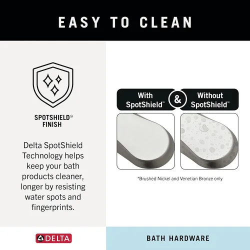 Vista 10 de Delta Nicoli (1 paquete) 18'' con extensor de 6'' Toallero para baño SpotShield Níquel cepillado Extensible 18-24'' Barra de toalla para baño