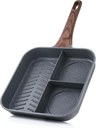 Vista 9 de SENSARTE Sartén Parrilla Antiadherente para Estufas, Plancha Versátil con Boquillas de Vertido, Superficie de Cocción Cuadrada Grande, Sartén